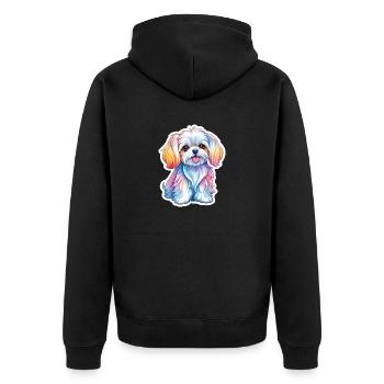 Malteser Wasserfarben - Unisex Premium Bio Zip Hoodie - Schwarz - Hinten - Nico (187cm)
