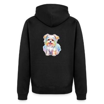 Malteser Wasserfarben - Unisex Premium Bio Zip Hoodie - Schwarz - Hinten - Nico (187cm)