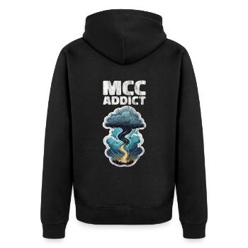 Storm Chaser Extreme Weather Severe Weather MCC ADDICT - Unisex Premium Organic Zip Hoodie - black - Back - Nico (187cm)