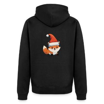 Fuchs Weihnachten Wasserfarben - Unisex Premium Bio Zip Hoodie - Schwarz - Hinten - Nico (187cm)