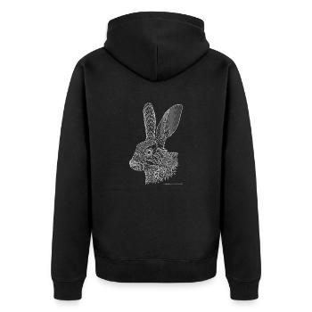 Hare - Unisex Premium Organic Zip Hoodie - black - Back - Nico (187cm)