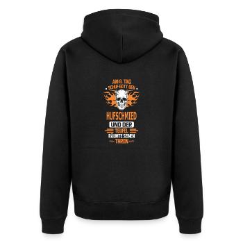 HUFSCHMIED - Unisex Premium Bio Zip Hoodie - Schwarz - Hinten - Nico (187cm)