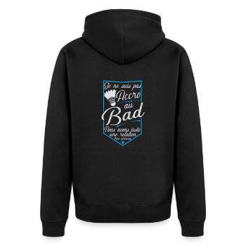 Accro badminton t-shirt cadeau - Veste à capuche bio Premium Unisexe - noir - Dos - Nico (187cm)