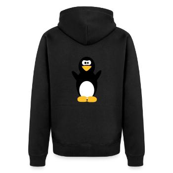 penguin - Unisex Premium Organic Zip Hoodie - black - Back - Nico (187cm)