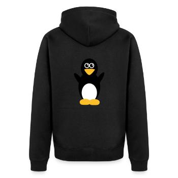 penguin - Unisex Premium Organic Zip Hoodie - black - Back - Nico (187cm)