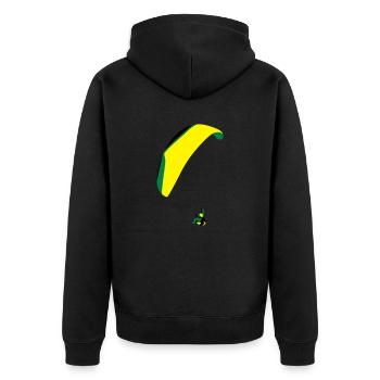 Paraglider Acro - Unisex Premium Bio Zip Hoodie - Schwarz - Hinten - Nico (187cm)