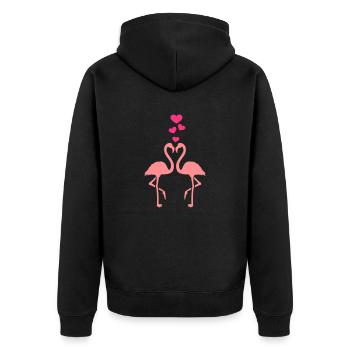 Flamingo - Unisex Premium Bio Zip Hoodie - Schwarz - Hinten - Nico (187cm)