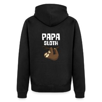 Papa Sloth - Unisex Premium Bio Zip Hoodie - Schwarz - Hinten - Nico (187cm)