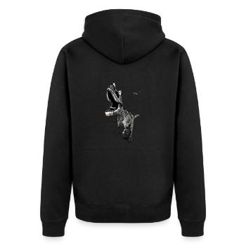 Dinosaurier Ceratosaurus - Unisex Premium Bio Zip Hoodie - Schwarz - Hinten - Nico (187cm)