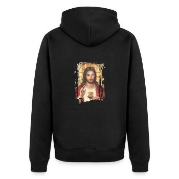 Jésus-Sainte Marie Religion - Veste à capuche bio Premium Unisexe - noir - Dos - Nico (187cm)
