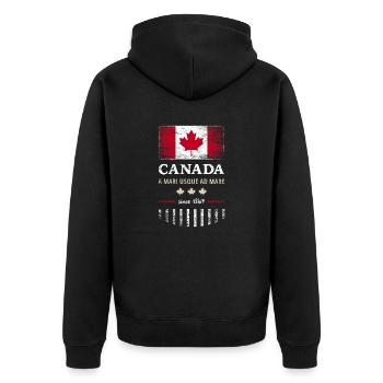 Canada Fahne Kanada Nordamerika Maple Leaf Flagge - Unisex Premium Bio Zip Hoodie - Schwarz - Hinten - Nico (187cm)