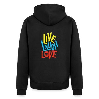 Live Laugh Love - Unisex Premium Bio Zip Hoodie - Schwarz - Hinten - Nico (187cm)