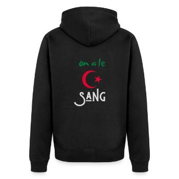 we have blood Algeria - Unisex Premium Organic Zip Hoodie - black - Back - Nico (187cm)