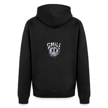 smile. - Unisex Premium Bio Zip Hoodie - Schwarz - Hinten - Nico (187cm)