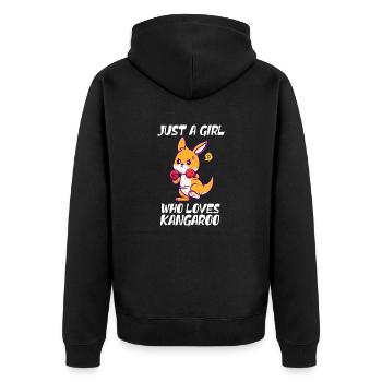 Kangaroo Lover Design - Unisex Premium Organic Zip Hoodie - black - Back - Nico (187cm)