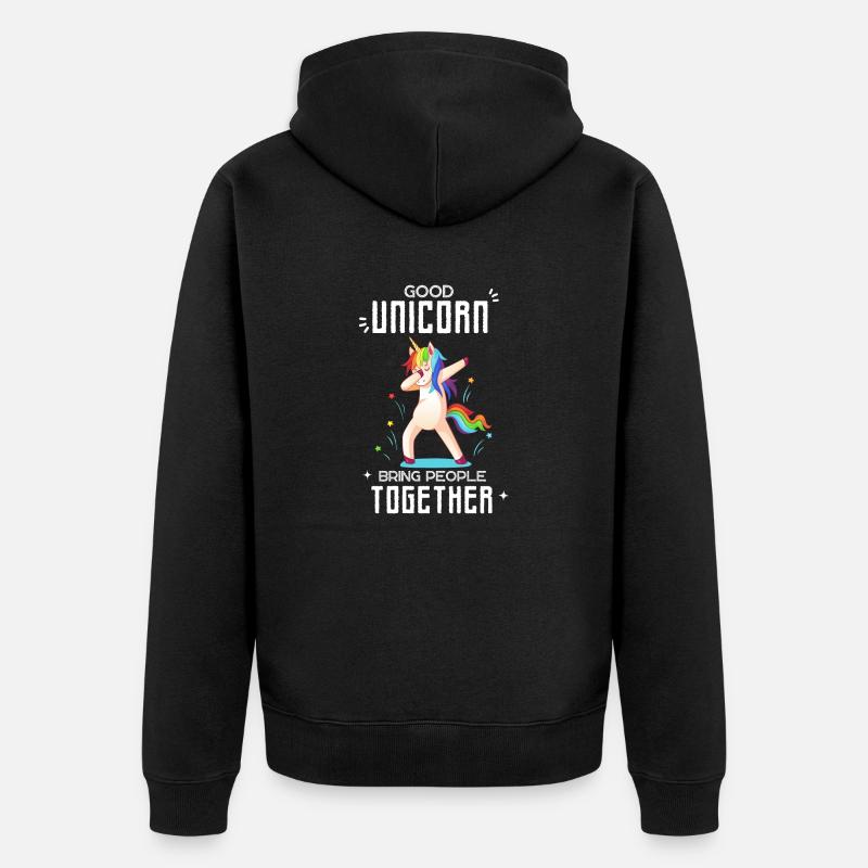 lustiges Einhorn Design - Unisex Premium Bio Zip Hoodie - Schwarz