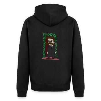 Nietzsche of - Unisex Premium Organic Zip Hoodie - black - Back - Nico (187cm)