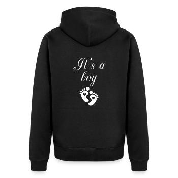 Grossesse Baby shower Babyshower Boy Girl - Veste à capuche bio Premium Unisexe - noir - Dos - Nico (187cm)