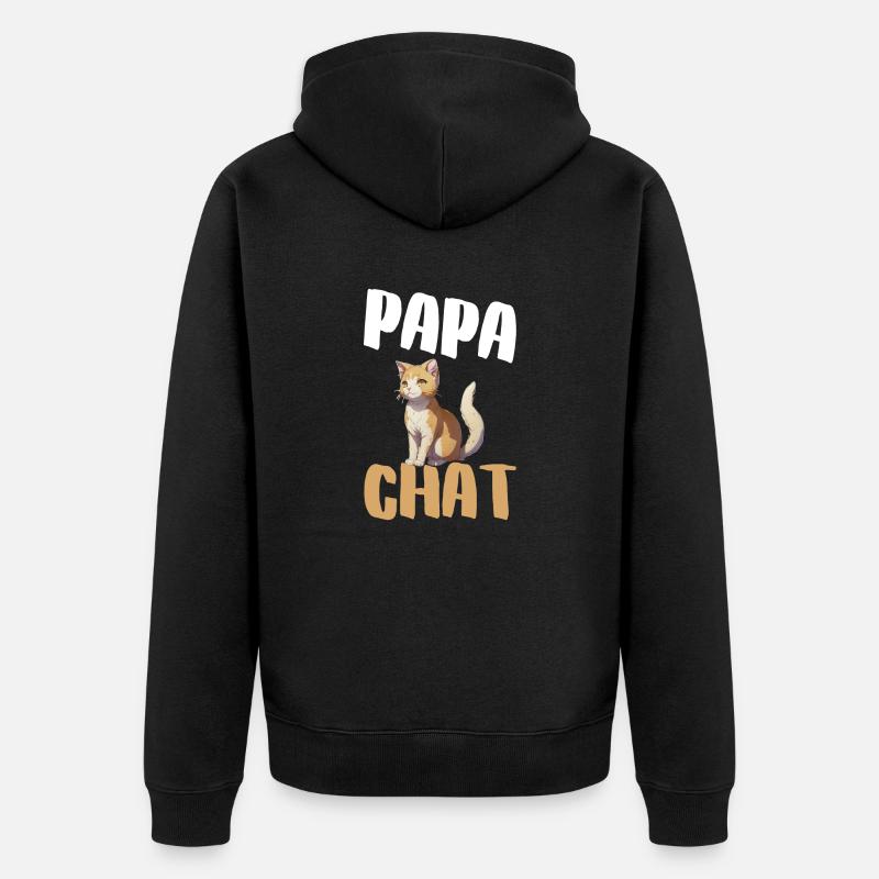 Papa chat - Veste à capuche bio Premium Unisexe - noir