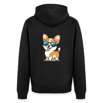 Cute Dog Sunglasses - Unisex Premium Organic Zip Hoodie - black - Back - Nico (187cm)