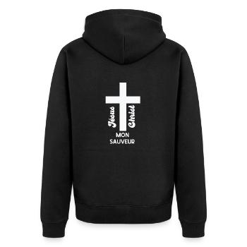 Jésus christ mon sauveur - Veste à capuche bio Premium Unisexe - noir - Dos - Nico (187cm)