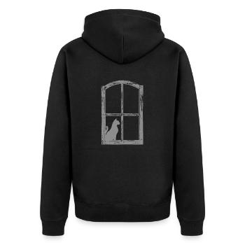 Katze - Unisex Premium Bio Zip Hoodie - Schwarz - Hinten - Nico (187cm)