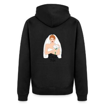 bride tribe braun 2 - Unisex Premium Bio Zip Hoodie - Schwarz - Hinten - Nico (187cm)