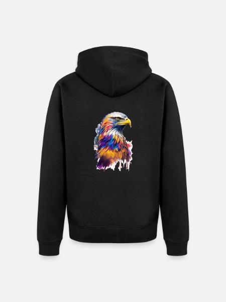 Adler Wasserfarbe - Unisex Premium Bio Zip Hoodie - Schwarz