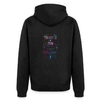 1970 Vintage Retro 70er Jahre 50 geboren Geburtstag - Unisex Premium Bio Zip Hoodie - Schwarz - Hinten - Nico (187cm)