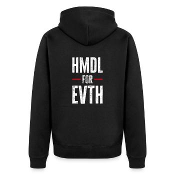HMDL for Evth - Alhamdulillah for everything - Unisex Premium Organic Zip Hoodie - black - Back - Nico (187cm)