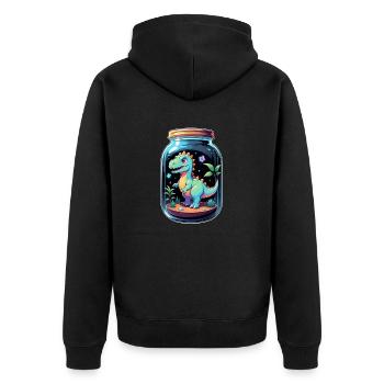 Dinosaur in a Cartoon Jar - Unisex Premium Organic Zip Hoodie - black - Back - Nico (187cm)