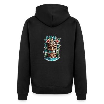 tiki beach - statue polynèsie - Veste à capuche bio Premium Unisexe - noir - Dos - Nico (187cm)
