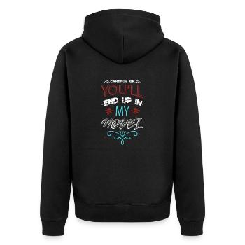 Editer Fun School Book Lover Statement Sayings - Unisex Premium Organic Zip Hoodie - black - Back - Nico (187cm)