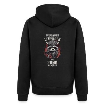 Feuerwehr Legenden sind 2000 geboren - Unisex Premium Bio Zip Hoodie - Schwarz - Hinten - Nico (187cm)