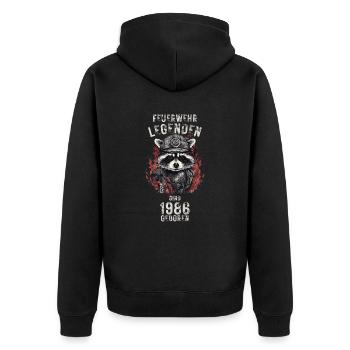 Feuerwehr Legenden sind 1986 geboren - Unisex Premium Bio Zip Hoodie - Schwarz - Hinten - Nico (187cm)
