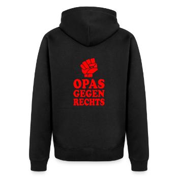 Opas gegen rechts - Unisex Premium Bio Zip Hoodie - Schwarz - Hinten - Nico (187cm)