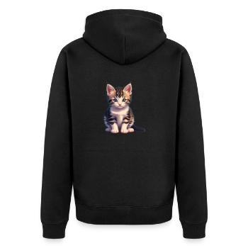 Katze - Unisex Premium Bio Zip Hoodie - Schwarz - Hinten - Nico (187cm)