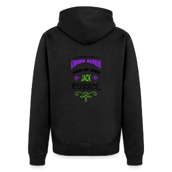 Grandfather's Wisdom Birthday Gift - Unisex Premium Organic Zip Hoodie - black - Back - Nico (187cm)