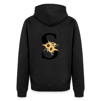 Sonnenblume Blumen S Brief - Unisex Premium Bio Zip Hoodie - Schwarz - Hinten - Nico (187cm)
