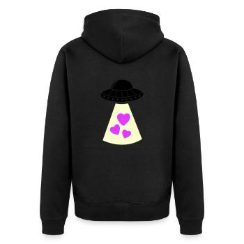 Coeur d’OVNI - Veste à capuche bio Premium Unisexe - noir - Dos - Nico (187cm)