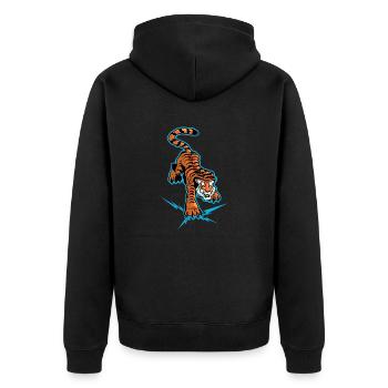 Tiger and lightning under the paws - Unisex Premium Organic Zip Hoodie - black - Back - Nico (187cm)