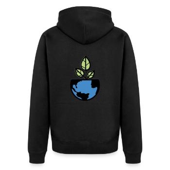 planet erde - Unisex Premium Bio Zip Hoodie - Schwarz - Hinten - Nico (187cm)