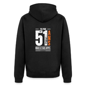 j'ai 51 ans / t-shirt 51 ans / cadeau 51 ans - Veste à capuche bio Premium Unisexe - noir - Dos - Nico (187cm)