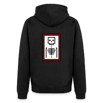 Knochen - Unisex Premium Bio Zip Hoodie - Schwarz - Hinten - Nico (187cm)