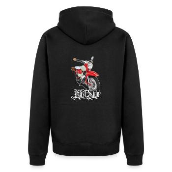 Star (rot) // Illustration - Unisex Premium Bio Zip Hoodie - Schwarz - Hinten - Nico (187cm)