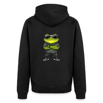 Frog Comic Cool - Unisex Premium Organic Zip Hoodie - black - Back - Nico (187cm)