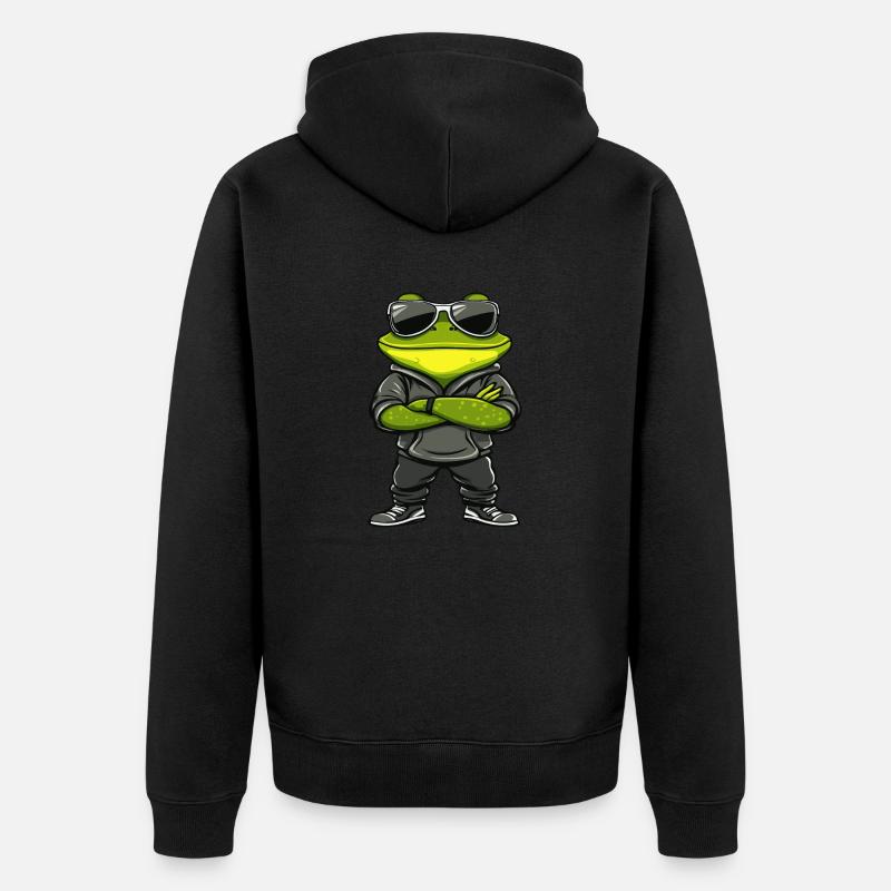 Frø Komisk Sej - Premium økologisk unisex-hættejakke - sort
