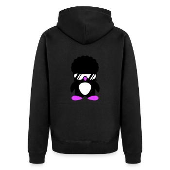 Funky Party Penguin Sunglasses Cool Style Hairstyle - Unisex Premium Organic Zip Hoodie - black - Back - Nico (187cm)