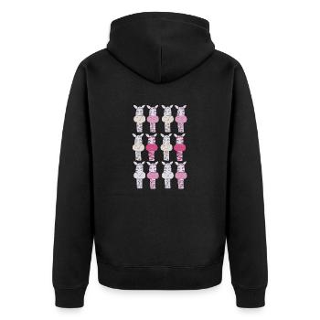 zebra muster pink - Unisex Premium Bio Zip Hoodie - Schwarz - Hinten - Nico (187cm)
