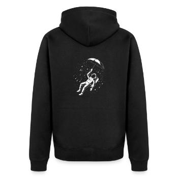 Astronaut im Regen - Space Design - Unisex Premium Bio Zip Hoodie - Schwarz - Hinten - Nico (187cm)